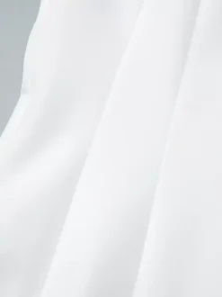 Date Night Dresses Mini Pleated Short Sleeves V-Neck Casual Ecru White Dress