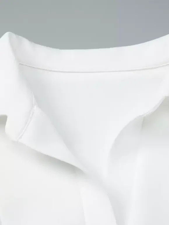 Date Night Dresses Mini Pleated Short Sleeves V-Neck Casual Ecru White Dress