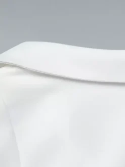 Date Night Dresses Mini Pleated Short Sleeves V-Neck Casual Ecru White Dress