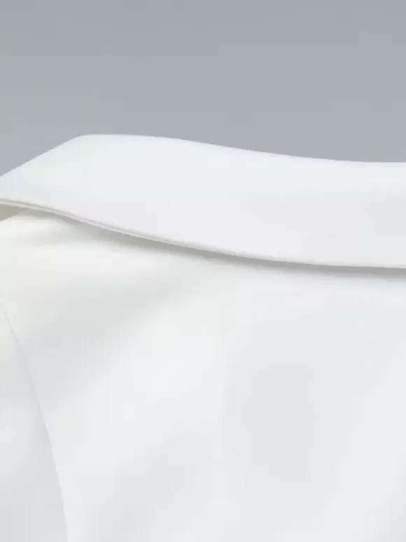 Date Night Dresses Mini Pleated Short Sleeves V-Neck Casual Ecru White Dress