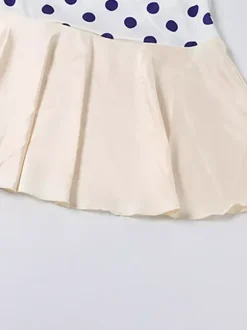 Date Night Dresses Mini Sleeveless Polka Dot Straps Neck Sexy Blue Dress