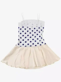 Date Night Dresses Mini Sleeveless Polka Dot Straps Neck Sexy Blue Dress