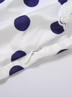 Date Night Dresses Mini Sleeveless Polka Dot Straps Neck Sexy Blue Dress