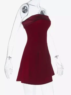 Date Night Dresses Mini Sleeveless Strapless Chic Burgundy Summer Dress