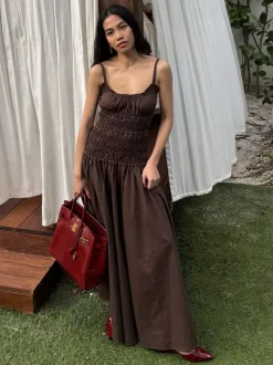 Date Night Dresses Shaping Pleated Sleeveless Straps Neck Casual White Dress