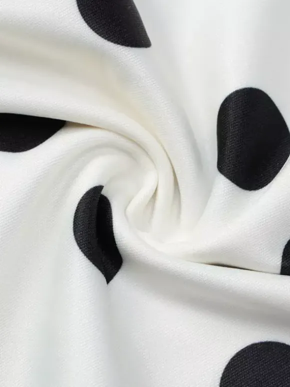 Date Night Dresses Summer Long Sleeves Polka Dot V-Neck Puff Sleeves Casual White Mini Dress