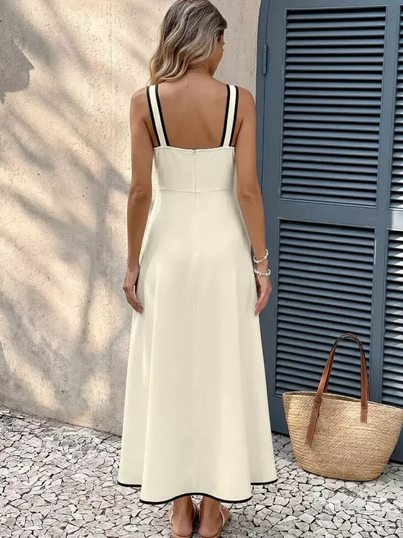 Date Night Dresses Maxi Backless Pleated Bows Sleeveless Off-The-Shoulder Sweet Ecru White Dress