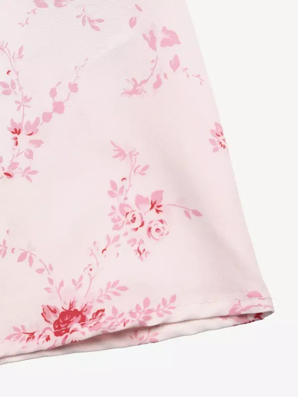 Date Night Dresses Maxi Backless Lace Up Ruffles Sleeveless Floral Print Off-The-Shoulder Chic Pink Dress