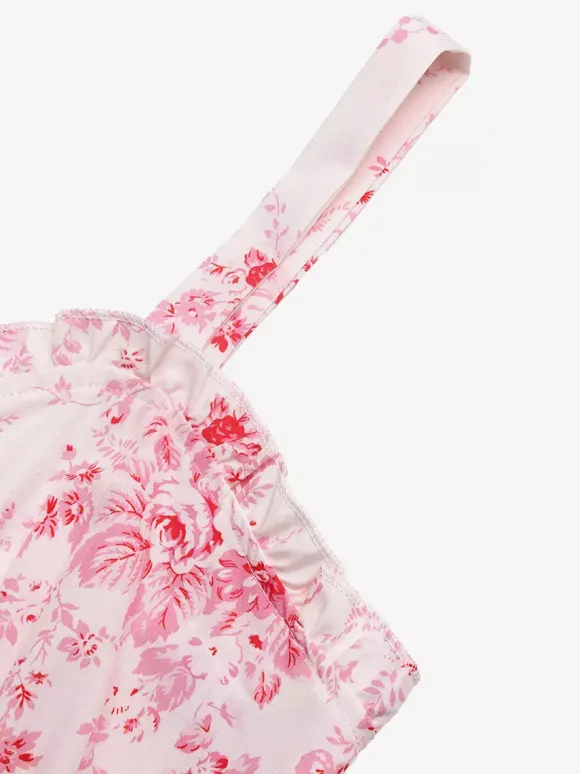Date Night Dresses Maxi Backless Lace Up Ruffles Sleeveless Floral Print Off-The-Shoulder Chic Pink Dress