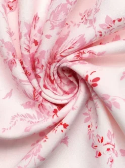 Date Night Dresses Maxi Backless Lace Up Ruffles Sleeveless Floral Print Off-The-Shoulder Chic Pink Dress