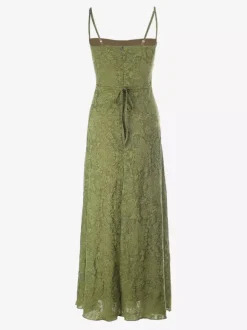 Date Night Dresses Maxi Backless Strappy Zipper Sleeveless Floral Print Off-The-Shoulder Sweet Green Dress