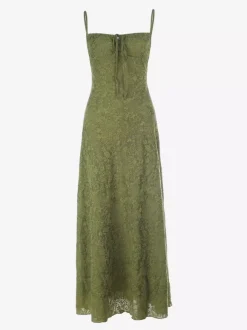 Date Night Dresses Maxi Backless Strappy Zipper Sleeveless Floral Print Off-The-Shoulder Sweet Green Dress