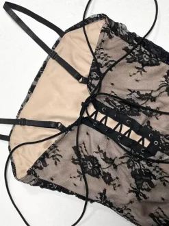 Date Night Dresses Maxi Lace Cami Straps Neck Sexy Sheer Floral Black Bodycon Party Dress