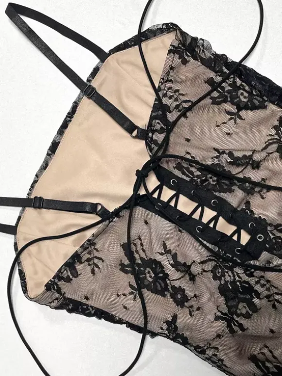 Date Night Dresses Maxi Lace Cami Straps Neck Sexy Sheer Floral Black Bodycon Party Dress