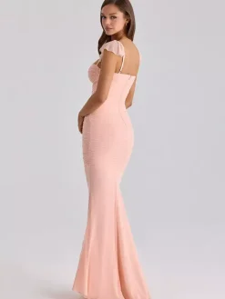 Date Night Dresses Maxi Sleeveless Straps Neck Sexy Pink Dresses