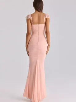 Date Night Dresses Maxi Sleeveless Straps Neck Sexy Pink Dresses