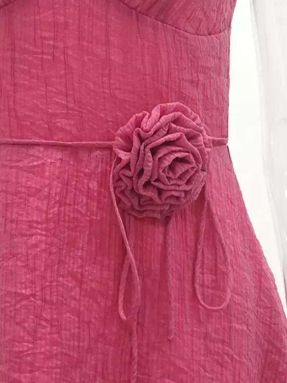 Date Night Dresses Mini Flowers Sleeveless Straps Neck Elegant Rose Dress