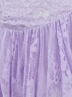Date Night Dresses Mini Irregular Lace Sleeveless Straps Neck Sexy Purple Dress