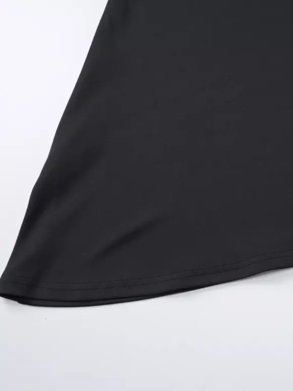 Date Night Dresses Mini Long Sleeves Two-Tone Off-The-Shoulder Chic Black Dress