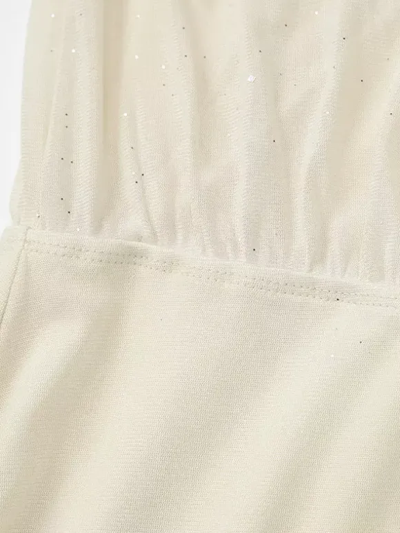 Date Night Dresses Mini Pleated Long Sleeves V-Neck Sweet Apricot Dress