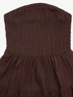 Date Night Dresses Mini Sleeveless Backless Sweet Brown Summer Beach Dress