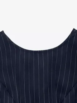 Date Night Dresses Navy Vertical Striped Waist Bow Summer Casual Mini Dress