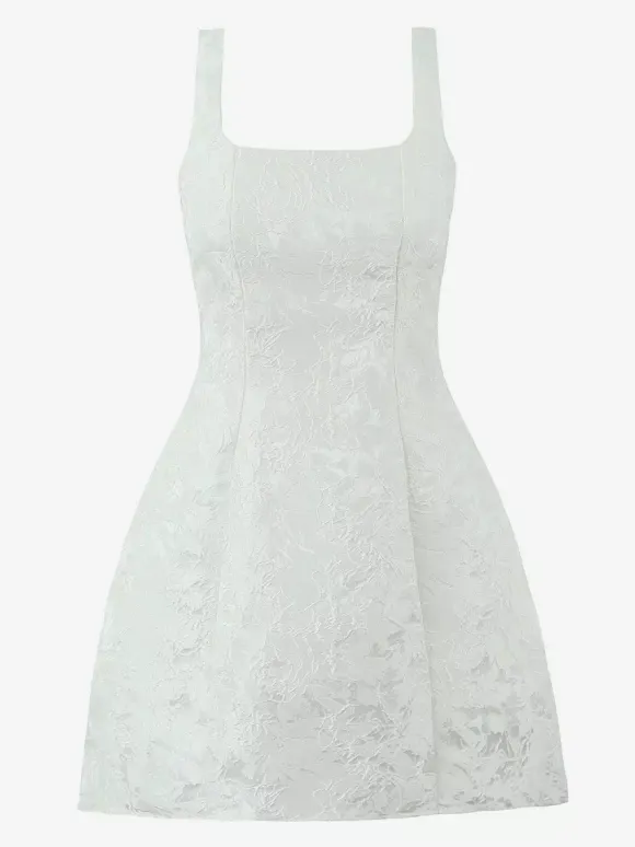 Date Night Dresses Shaping Bows Sleeveless Square Neck Chic White Dress