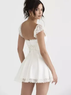 Date Night Dress Mini Lace Sleeveless Straps Neck Casual Black Summer Dress
