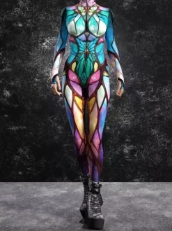 3D Digital Printing Jumpsuit Zenntai Suits Neon Bodysuit Costumes Costumes Uv Glow Bodysuit Catsuits & Zentai Halloween Cosplay Costume Polyester Halloween
