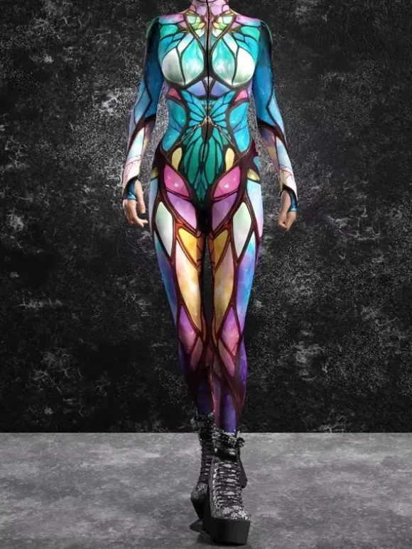 3D Digital Printing Jumpsuit Zenntai Suits Neon Bodysuit Costumes Costumes Uv Glow Bodysuit Catsuits & Zentai Halloween Cosplay Costume Polyester Halloween