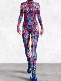 3D Digital Printing Jumpsuit Zenntai Suits Neon Bodysuit Costumes Costumes Uv Glow Bodysuit Catsuits & Zentai Halloween Cosplay Costume Polyester Halloween