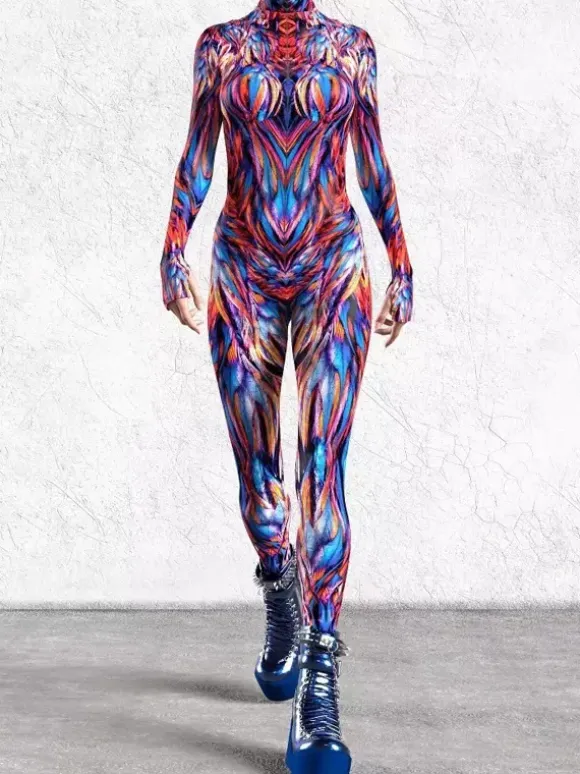 3D Digital Printing Jumpsuit Zenntai Suits Neon Bodysuit Costumes Costumes Uv Glow Bodysuit Catsuits & Zentai Halloween Cosplay Costume Polyester Halloween