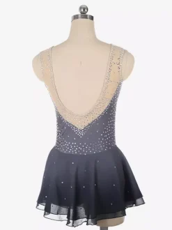 Deep Purple Figure Skating Dress Sleeveless Rhinestone Mesh Competition Outfit