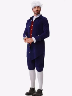 Deep Blue Kid Retro Pants Hat Set Holidays Costumes