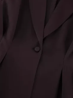 Deep Brown Peplum Blazer Suit For Women - Chic Pleated Waist Slim Fit Wide Leg Pants Set - Spring Office Lady Outfit 2026