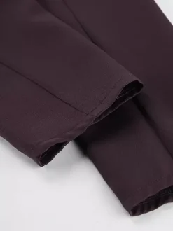 Deep Brown Peplum Blazer Suit For Women - Chic Pleated Waist Slim Fit Wide Leg Pants Set - Spring Office Lady Outfit 2026