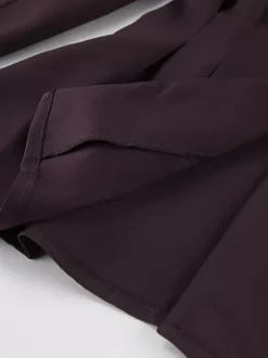 Deep Brown Peplum Blazer Suit For Women - Chic Pleated Waist Slim Fit Wide Leg Pants Set - Spring Office Lady Outfit 2026