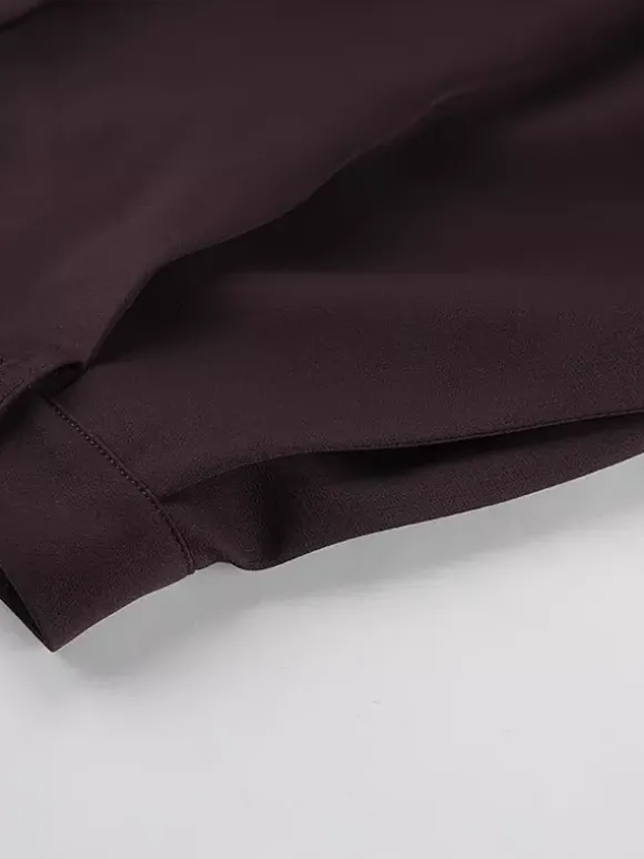 Deep Brown Peplum Blazer Suit For Women - Chic Pleated Waist Slim Fit Wide Leg Pants Set - Spring Office Lady Outfit 2026