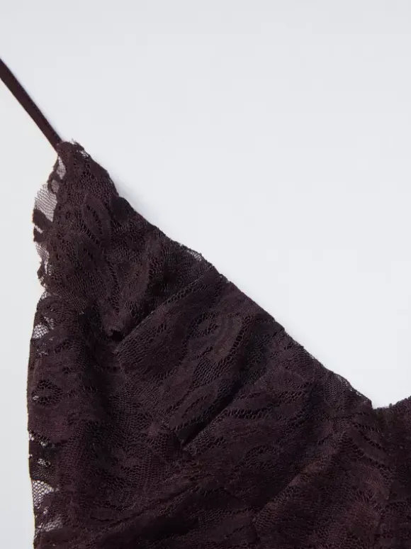 Deep Brown Ruched Lace Halter Mini Dress For Women Bold Casual Style