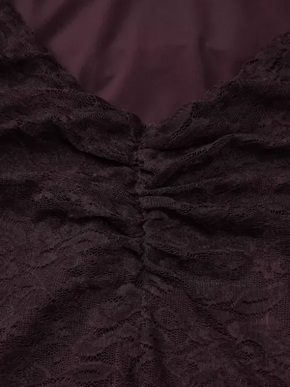 Deep Brown Ruched Lace Halter Mini Dress For Women Bold Casual Style