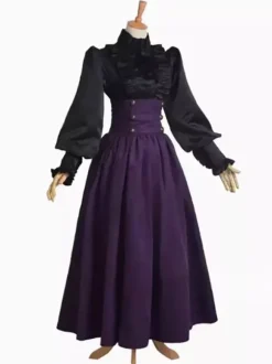 Deep Brown Vintage Dress Ruffles Medieval Renaissance Costume Vintage Clothing