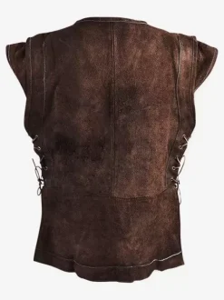Deep Brown Vintage Top Retro Sleeveless Polyester Top Retro Costumes For Man