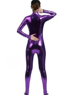 Deep Purple Adults Bodysuit Cosplay Jumpsuit Shiny Metallic Catsuit