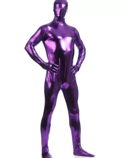 Deep Purple Zentai Suit Adults Full Body Shiny Metallic Bodysuit for Men