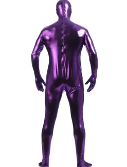 Deep Purple Zentai Suit Adults Full Body Shiny Metallic Bodysuit for Men