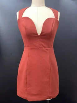 Deep V Neck Bodycon Mini Dress With Geometric Straps For Women 2026