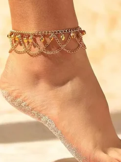 Delicate Anklet Bell Layered Beach Vacation Ankle Bracelet