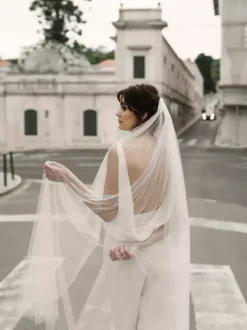 Delicate tulle wedding veil simple long bridal veil