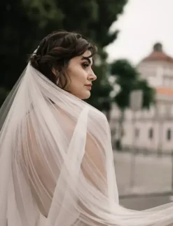 Delicate tulle wedding veil simple long bridal veil