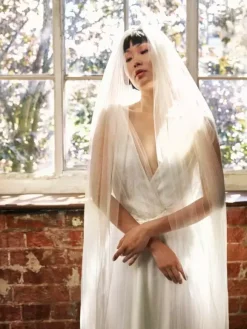 Delicate tulle wedding veil simple long bridal veil